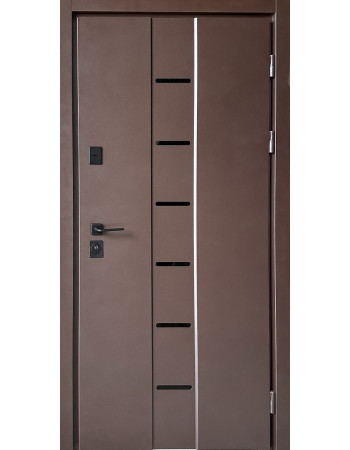 Вхідні двері Ніка Браун Метал-МДФ коричневий ral 8017 Т 147/дуб темний, вулиця