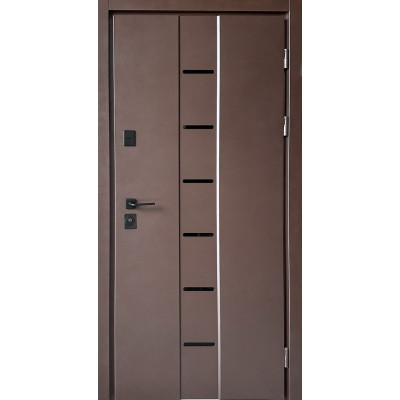 Входные двери Ника Браун Металл-МДФ коричневый ral 8017 Т 147/дуб темный, улица