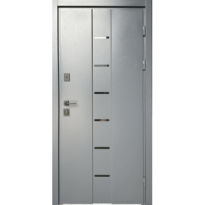 Входные двери уличные Ника Металл-МДФ Серый (рал 7024) / цемент маренго