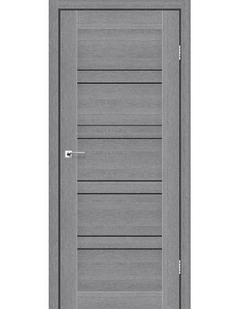 Міжкімнатні двері StilDoors Deluxe модель Antalya (Дуб попилястий) з чорним склом