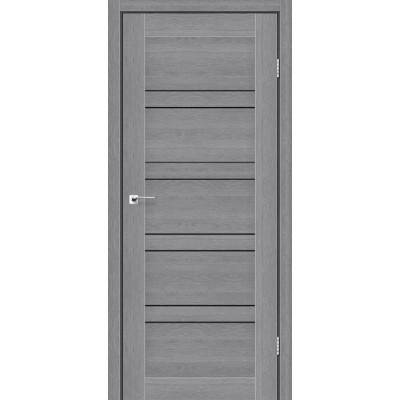 Міжкімнатні двері StilDoors Deluxe модель Antalya (Дуб попилястий) з чорним склом