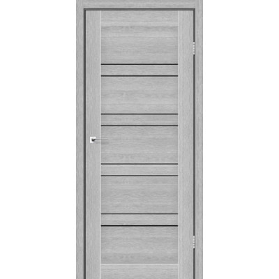 Міжкімнатні двері StilDoors Deluxe модель Antalya (Дуб сріблястий) з чорним склом