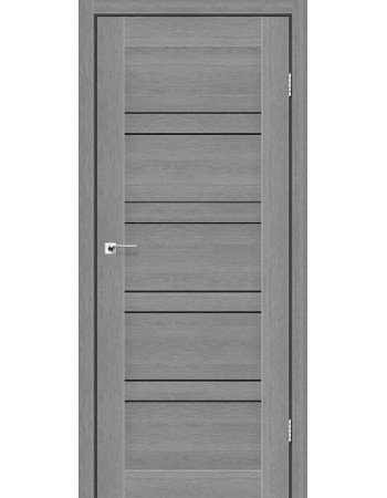Межкомнатные двери StilDoors Deluxe модель Antalya (Дуб пепельный) с чёрным стеклом