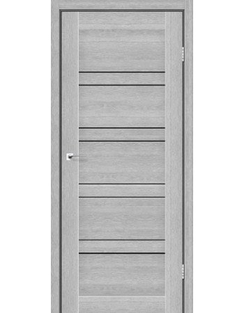 Міжкімнатні двері StilDoors Deluxe модель Antalya (Дуб сріблястий) з чорним склом