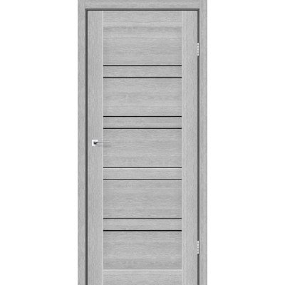 Міжкімнатні двері StilDoors Deluxe модель Antalya (Дуб сріблястий) з чорним склом