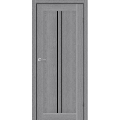 Міжкімнатні двері StilDoors Deluxe модель BARCELONA (Дуб попилястий) з чорним склом