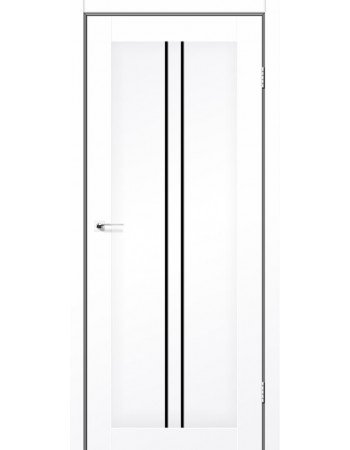 Межкомнатные двери StilDoors Deluxe модель BARCELONA (Белый матовый) с чёрным стеклом