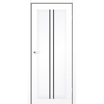 Міжкімнатні двері StilDoors Deluxe модель BARCELONA (Білий матовий) з чорним склом