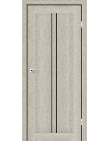 Міжкімнатні двері StilDoors Deluxe колекція Deluxe модель BARCELONA (Дуб альба) з чорним склом