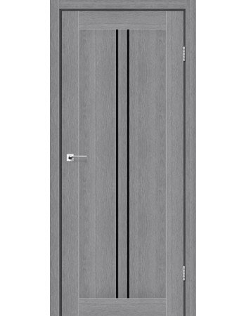 Міжкімнатні двері StilDoors Deluxe модель BARCELONA (Дуб попилястий) з чорним склом