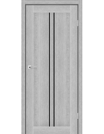 Міжкімнатні двері StilDoors Deluxe модель BARCELONA (Дуб сріблястий) з чорним склом