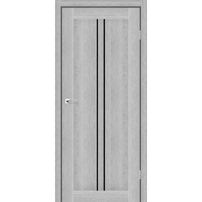 Межкомнатные двери StilDoors Deluxe модель BARCELONA (Дуб серебрянный) с чёрным стеклом