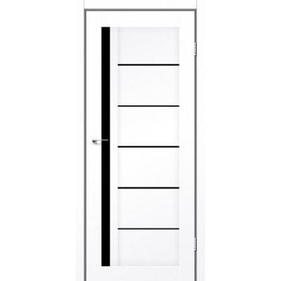 Міжкімнатні двері StilDoors Deluxe модель SOFIA (Білий матовий) з чорним склом