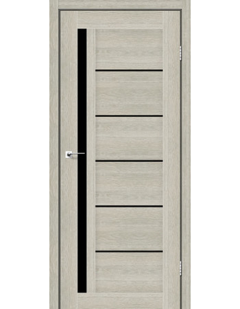 Міжкімнатні двері StilDoors Deluxe колекція Deluxe модель SOFIA (Дуб альба) з чорним склом