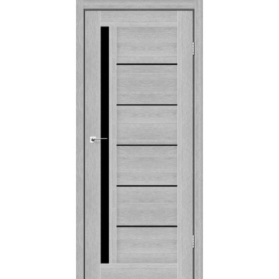 Міжкімнатні двері StilDoors Deluxe модель SOFIA (Дуб сріблястий) з чорним склом