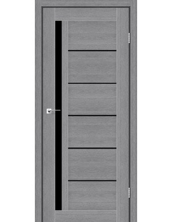 Межкомнатные двери StilDoors Deluxe модель SOFIA (Дуб пепельный) с чёрным стеклом