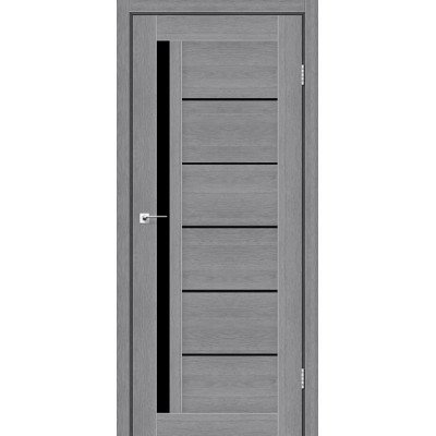 Міжкімнатні двері StilDoors Deluxe модель SOFIA (Дуб попилястий) з чорним склом