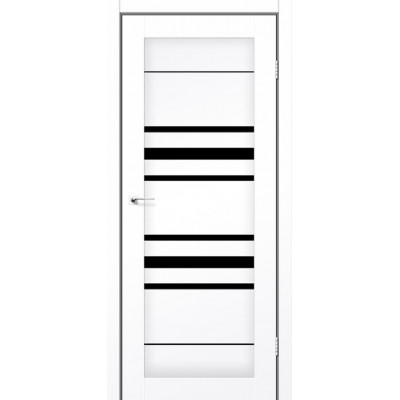 Міжкімнатні двері StilDoors Deluxe модель TOKYO (Білий матовий) з чорним склом