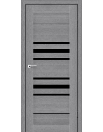 Міжкімнатні двері StilDoors Deluxe модель TOKYO (Дуб попилястий) з чорним склом
