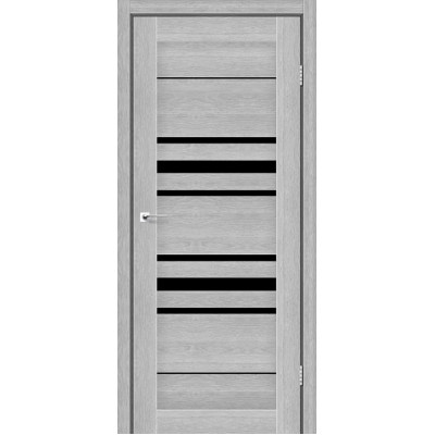 Міжкімнатні двері StilDoors Deluxe модель TOKYO (Дуб сріблястий) з чорним склом