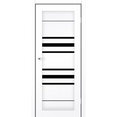 Міжкімнатні двері StilDoors Deluxe модель TOKYO (Білий матовий) з чорним склом