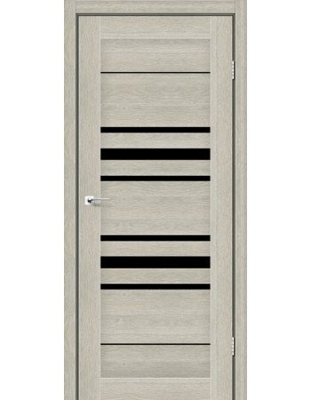 Міжкімнатні двері StilDoors Deluxe колекція Deluxe модель TOKYO (Дуб альба) з чорним склом