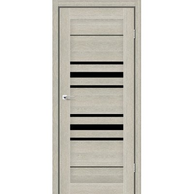 Міжкімнатні двері StilDoors Deluxe колекція Deluxe модель TOKYO (Дуб альба) з чорним склом