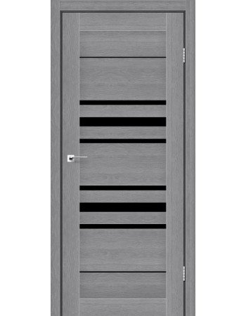 Межкомнатные двери StilDoors Deluxe модель TOKYO (Дуб пепельный) с чёрным стеклом