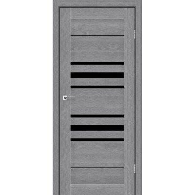Межкомнатные двери StilDoors Deluxe модель TOKYO (Дуб пепельный) с чёрным стеклом