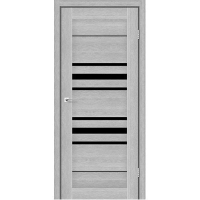 Межкомнатные двери StilDoors Deluxe модель TOKYO (Дуб серебрянный) с чёрным стеклом