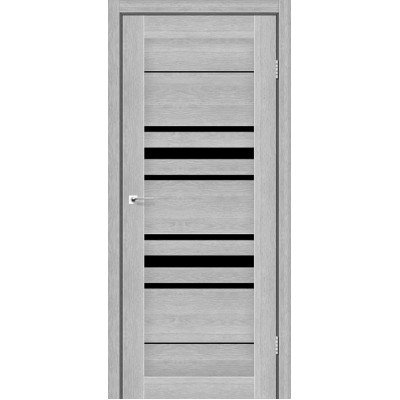 Межкомнатные двери StilDoors Deluxe модель TOKYO (Дуб серебрянный) с чёрным стеклом