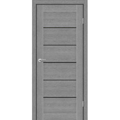 Міжкімнатні двері StilDoors Deluxe модель VICTORIA (Дуб попилястий) з чорним склом