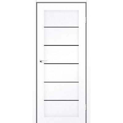 Межкомнатные двери StilDoors Deluxe модель VICTORIA (Белый матовый) с чёрным стеклом