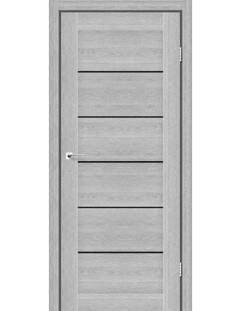 Міжкімнатні двері StilDoors Deluxe модель VICTORIA (Дуб сріблястий) з чорним склом