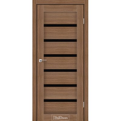 Межкомнатные двери StilDoors коллекция Stil модель Florida итальянский орех с черным стеклом
