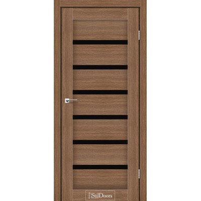 Межкомнатные двери StilDoors коллекция Stil модель Florida итальянский орех с черным стеклом