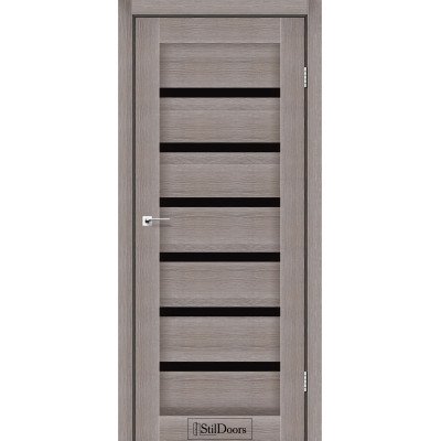 Межкомнатные двери StilDoors коллекция Stil модель Florida трюфель с черным стеклом