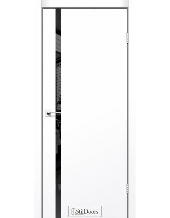 Двери StilDoors коллекция Loft Glass Белый Мат Премиум молдинг черное стекло