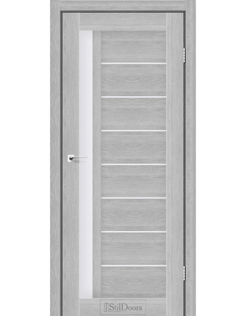 Міжкімнатні двері StilDoors LONDON Дуб Сріблястий зі склом сатин або чорним