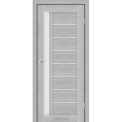 Міжкімнатні двері StilDoors LONDON Дуб Сріблястий зі склом сатин або чорним