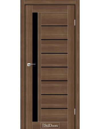 Межкомнатные двери StilDoors коллекция Stil модель London орех золотой с черным стеклом