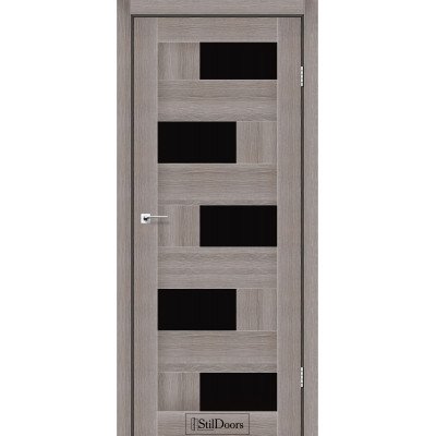 Межкомнатные двери StilDoors коллекция Stil модель Nepal трюфель с черным стеклом