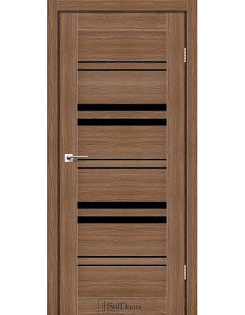 Межкомнатные двери StilDoors коллекция Stil модель Slovenia итальянский орех с черным стеклом 