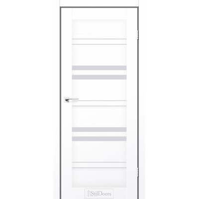 Двері міжкімнатні StilDoors Slovenia Білий мат зі склом сатин/чорним