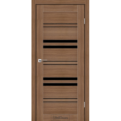 Міжкімнатні двері StilDoors колекція Stil модель Slovenia італійський горіх з чорним склом