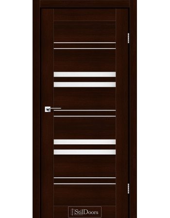 Міжкімнатні двері StilDoors колекція Stil модель Slovenia каштан із чорним склом