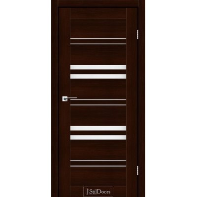 Міжкімнатні двері StilDoors колекція Stil модель Slovenia каштан із чорним склом