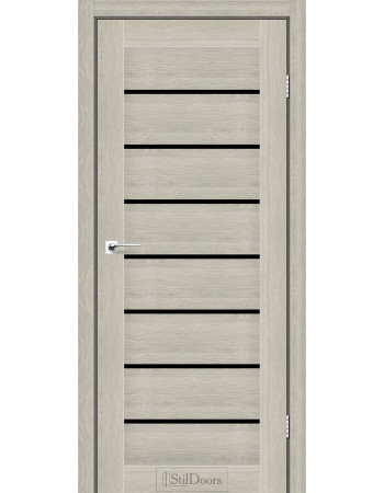 Межкомнатные двери StilDoors коллекция Stil модель Tanzania Дуб Альба с черным стеклом