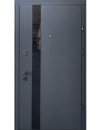 Вхідні двері Страж Slim S Glass-A LUX серії "Standard" софт блек past/білий сатин