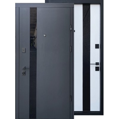 Вхідні двері Страж Slim S Glass-A LUX серії "Standard" софт блек past/білий сатин